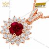 Dây chuyền vàng hồng Au750 đính sapphire đỏ