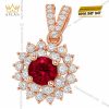 Dây chuyền vàng hồng Au750 đính sapphire đỏ