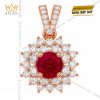 Dây chuyền vàng hồng Au750 đính sapphire đỏ