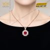 Dây chuyền vàng hồng Au750 đính sapphire đỏ