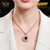 Dây chuyền vàng hồng Au750 đính sapphire xanh