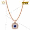 Dây chuyền vàng hồng Au750 đính sapphire xanh