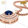 Dây chuyền vàng hồng Au750 đính sapphire xanh