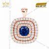 Dây chuyền vàng hồng Au750 đính sapphire xanh