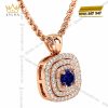 Dây chuyền vàng hồng Au750 đính sapphire xanh