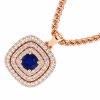 Dây chuyền vàng hồng Au750 đính sapphire xanh
