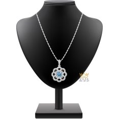 Dây chuyền vàng trắng Au750 đính đá Topaz
