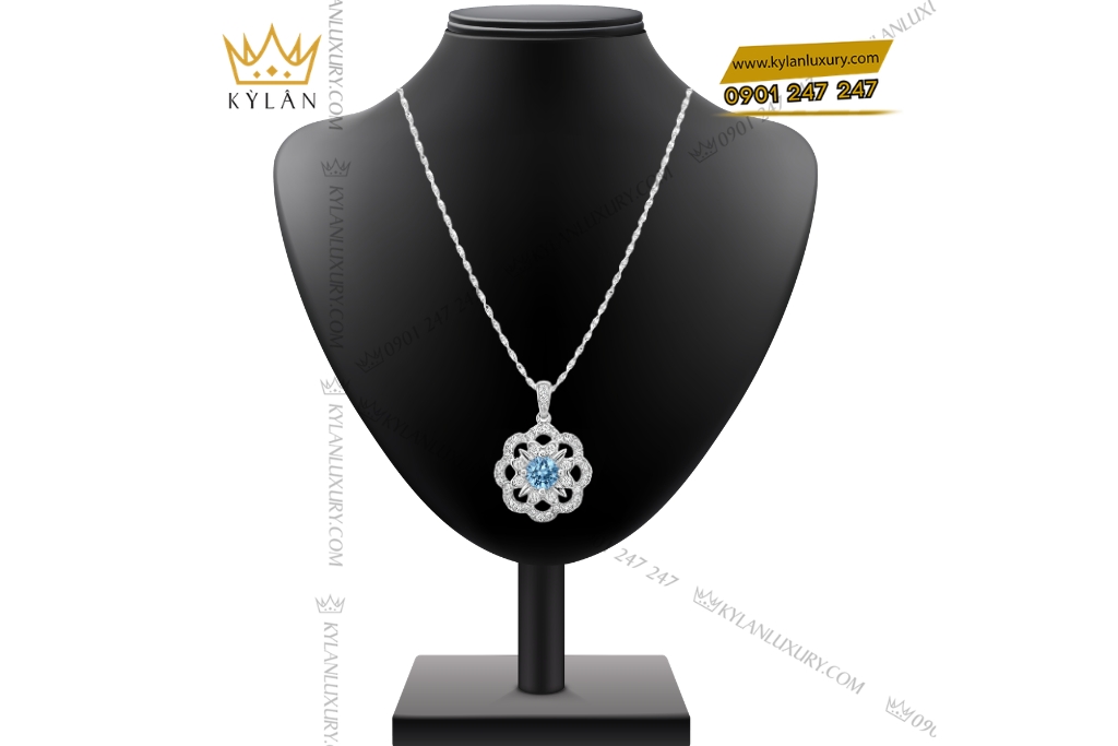 Kỳ Lân Luxury Day chuyen vang trang Au750 dinh da Topaz 2 1 Dây chuyền vàng trắng Au750 đính đá Topaz