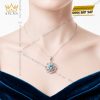 Dây chuyền vàng trắng Au750 đính đá Topaz