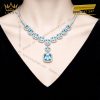 Dây chuyền vàng trắng Au750 đính đá Topaz