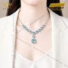 Dây chuyền vàng trắng Au750 đính đá Topaz