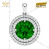 Dây chuyền vàng trắng Au750 đính đá sapphire xanh lá