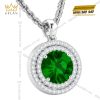 Dây chuyền vàng trắng Au750 đính đá sapphire xanh lá