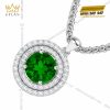 Dây chuyền vàng trắng Au750 đính đá sapphire xanh lá
