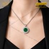 Dây chuyền vàng trắng Au750 đính đá sapphire xanh lá