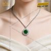 Dây chuyền vàng trắng Au750 đính đá sapphire xanh lá