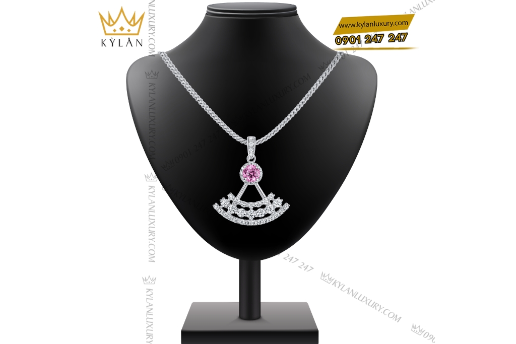 Dây chuyền vàng trắng Au750 đính kim cương và sapphire hồng 7 Kỳ Lân Luxury Day chuyen vang trang Au750 dinh kim cuong va sapphire hong 2 Dây chuyền vàng trắng Au750 đính kim cương và sapphire hồng