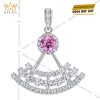 Dây chuyền vàng trắng Au750 đính kim cương và sapphire hồng