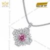 Dây chuyền vàng trắng Au750 đính kim cương và sapphire hồng