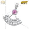 Dây chuyền vàng trắng Au750 đính kim cương và sapphire hồng