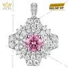 Dây chuyền vàng trắng Au750 đính kim cương và sapphire hồng