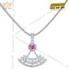 Dây chuyền vàng trắng Au750 đính kim cương và sapphire hồng
