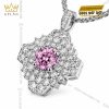 Dây chuyền vàng trắng Au750 đính kim cương và sapphire hồng