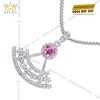 Dây chuyền vàng trắng Au750 đính kim cương và sapphire hồng