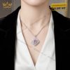 Dây chuyền vàng trắng Au750 đính kim cương và sapphire hồng