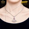 Dây chuyền vàng trắng Au750 đính kim cương và sapphire hồng