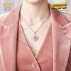 Dây chuyền vàng trắng Au750 đính kim cương và sapphire hồng