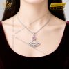 Dây chuyền vàng trắng Au750 đính kim cương và sapphire hồng