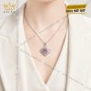 Dây chuyền vàng trắng Au750 đính kim cương và sapphire hồng