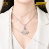 Dây chuyền vàng trắng Au750 đính kim cương và sapphire hồng