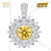 Dây chuyền vàng trắng Au750 đính kim cương và sapphire vàng