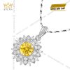 Dây chuyền vàng trắng Au750 đính kim cương và sapphire vàng