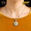 Dây chuyền vàng trắng Au750 đính kim cương và sapphire vàng