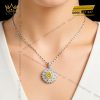 Dây chuyền vàng trắng Au750 đính kim cương và sapphire vàng