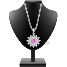 Dây chuyền vàng trắng Au750 đính sapphire hồng