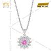 Dây chuyền vàng trắng Au750 đính sapphire hồng