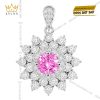 Dây chuyền vàng trắng Au750 đính sapphire hồng