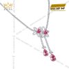 Dây chuyền vàng trắng Au750 đính sapphire hồng