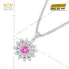 Dây chuyền vàng trắng Au750 đính sapphire hồng