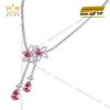 Dây chuyền vàng trắng Au750 đính sapphire hồng