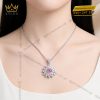 Dây chuyền vàng trắng Au750 đính sapphire hồng