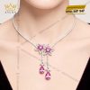 Dây chuyền vàng trắng Au750 đính sapphire hồng
