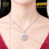 Dây chuyền vàng trắng Au750 đính sapphire hồng
