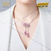 Dây chuyền vàng trắng Au750 đính sapphire hồng