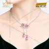 Dây chuyền vàng trắng Au750 đính sapphire hồng