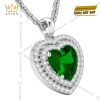 Dây chuyền vàng trắng Au750 đính sapphire xanh lá